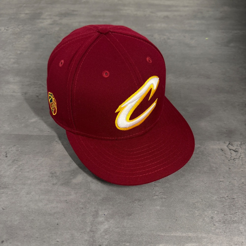 New Era Cleveland Cavaliers Snapback Hat Wine Red Big Logo NBA Hat Flat Brim - Picture 1 of 8
